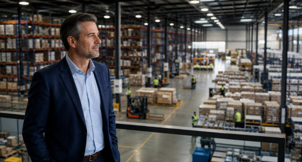 Business professional considering the operations and value of a company
