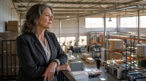 Business owner considering the sale of the company she has built