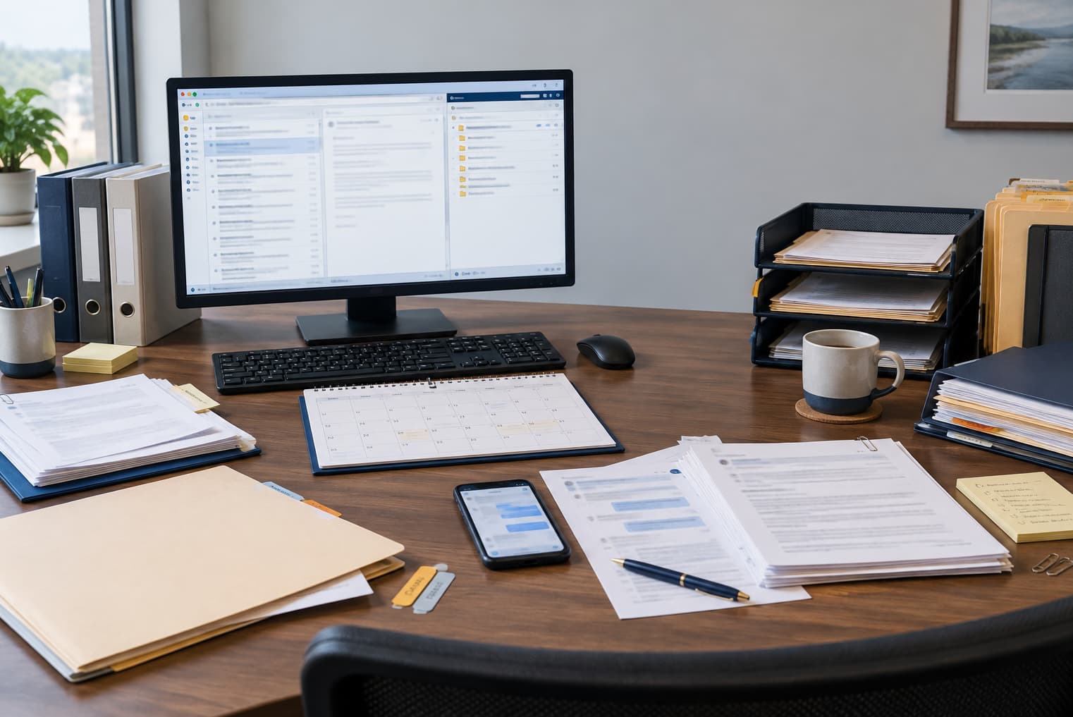 Employment records, correspondence and documents being reviewed